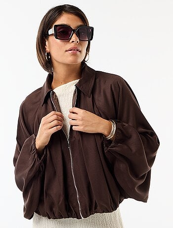 Veste zippée avec manches bouffantes
