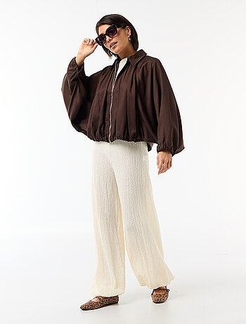 Veste zippée avec manches bouffantes