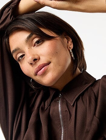 Veste zippée avec manches bouffantes