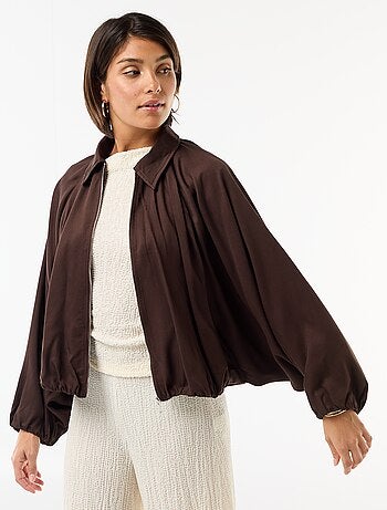 Veste zippée avec manches bouffantes