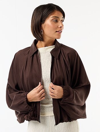 Veste zippée avec manches bouffantes