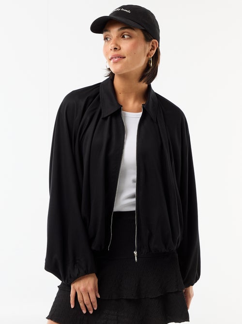 Veste zippée avec manches bouffantes - Kiabi