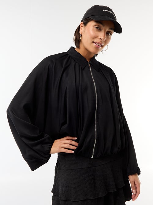 Veste zippée avec manches bouffantes - Kiabi
