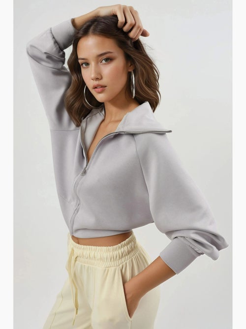 Veste zippée coupe décontractée avec col montant busem - Kiabi