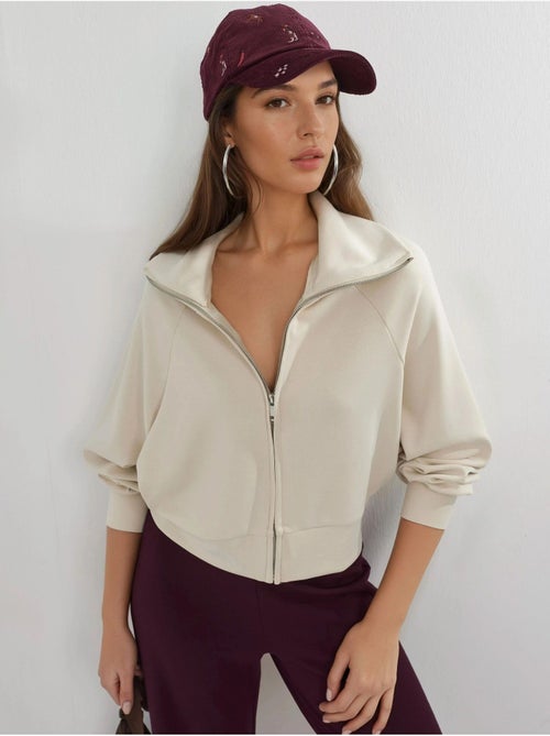 Veste zippée coupe décontractée avec col montant busem - Kiabi Veste zippée coupe décontractée avec col montant busem - Kiabi