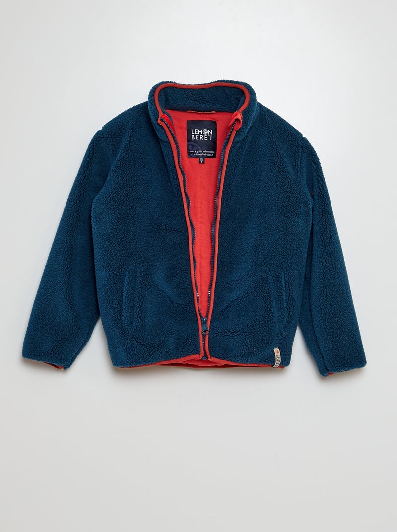 Veste zippée effet moutonné Bleu - Kiabi