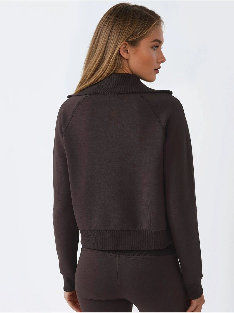 Veste zippée en mélange de coton avec col. Busem Marron chocolat - Kiabi