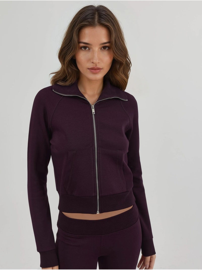 Veste zippée en mélange de coton avec col. Busem Violet - Kiabi