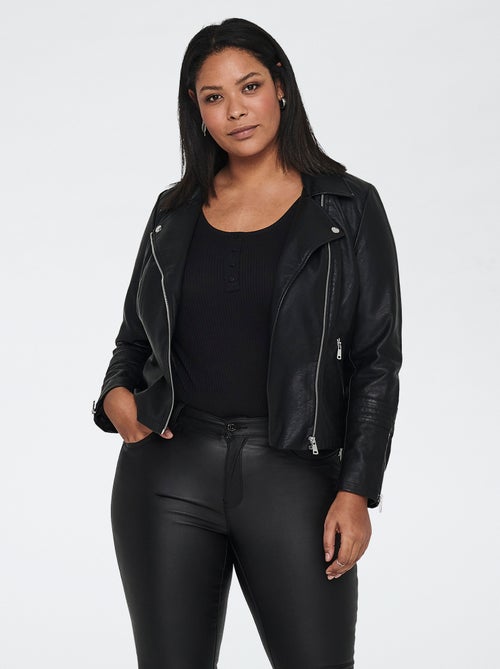 Veste zippée en simili - Kiabi