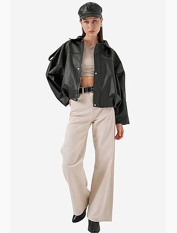 Veste zippée en similicuir avec col chemise bdart