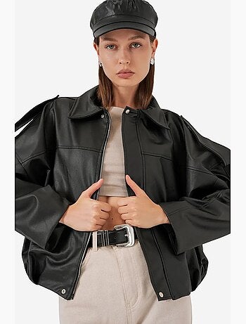Veste zippée en similicuir avec col chemise bdart