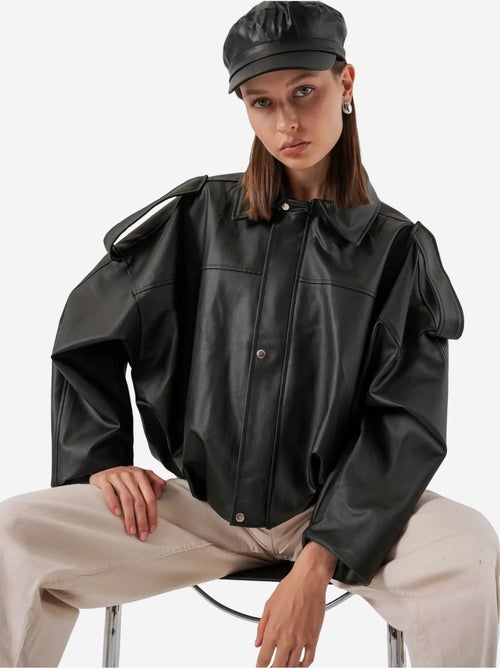 Veste zippée en similicuir avec col chemise bdart - Kiabi