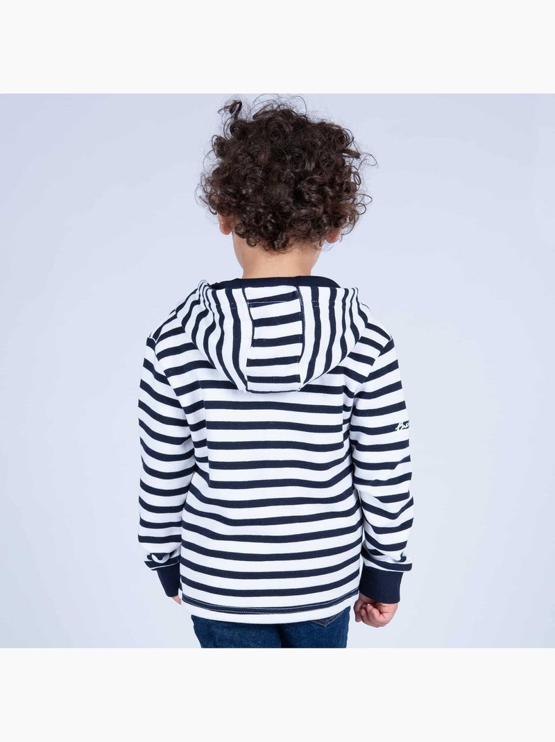 Veste zippée enfant en molleton chaud 'Breizh Océan', Veste garçon ou fille en coton Blanc/Marine - Kiabi