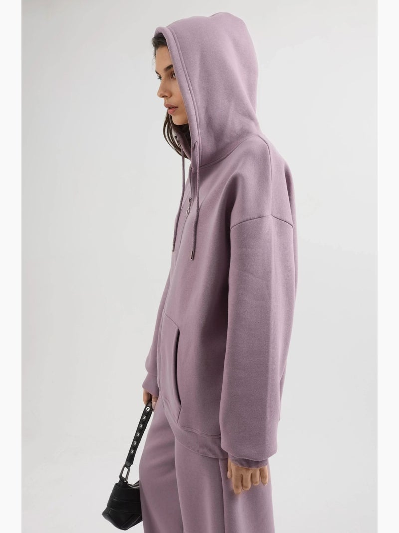 Veste zippée oversize à capuche busem Lavande - Kiabi