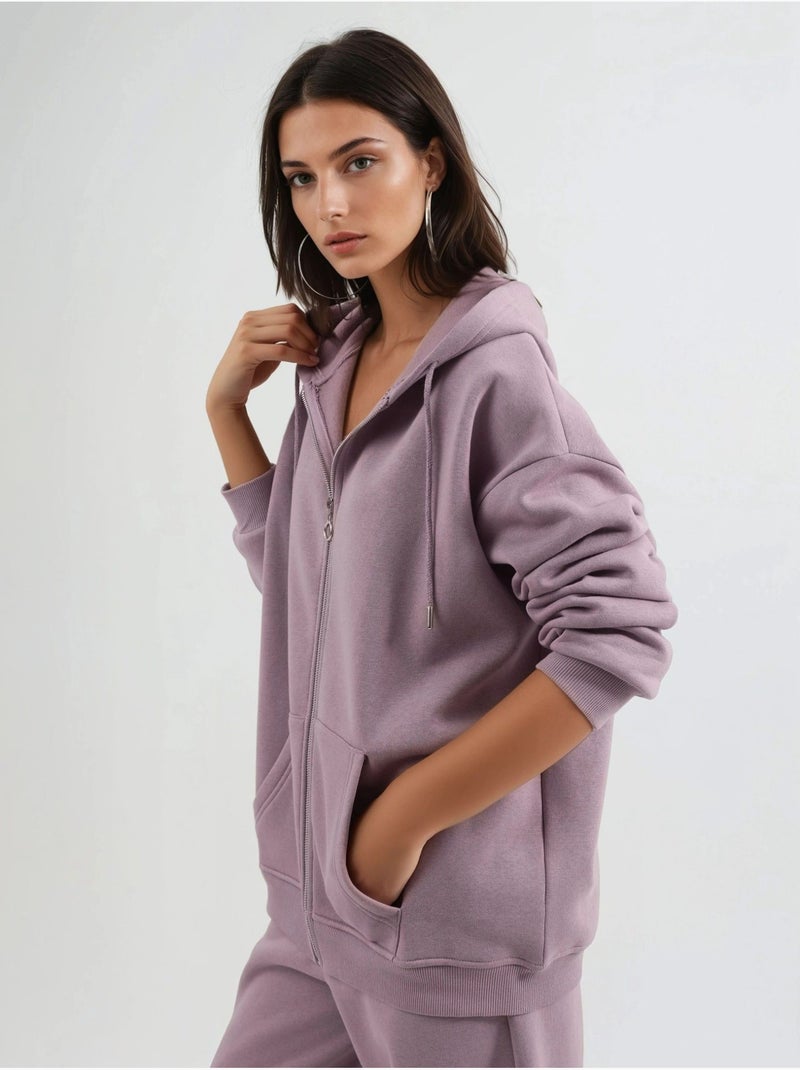 Veste zippée oversize à capuche busem Lavande - Kiabi