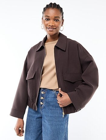 Veste zippée poches plaquées uni