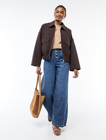 Veste zippée poches plaquées uni