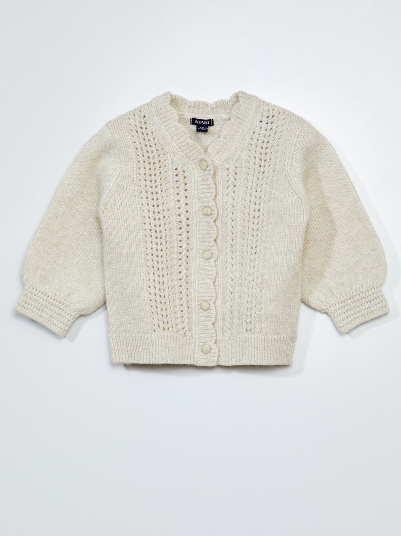 Vestje van ajourtricot met pailletten GRIJS - Kiabi