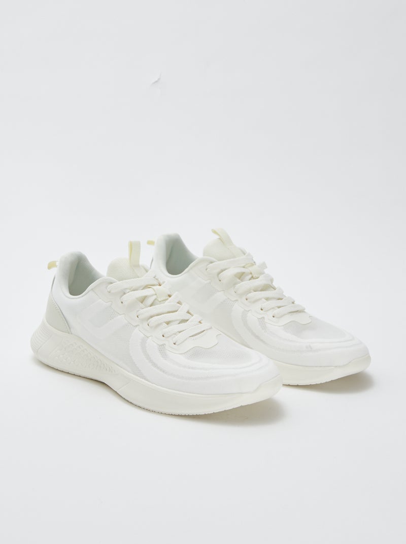 Vetersneakers van mesh - hardloopmodel Grijs - Kiabi
