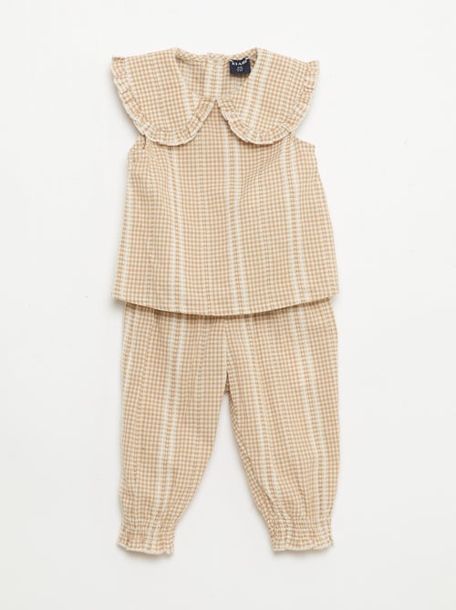 Vichy 2-delige set: blouse en broek - Kiabi
