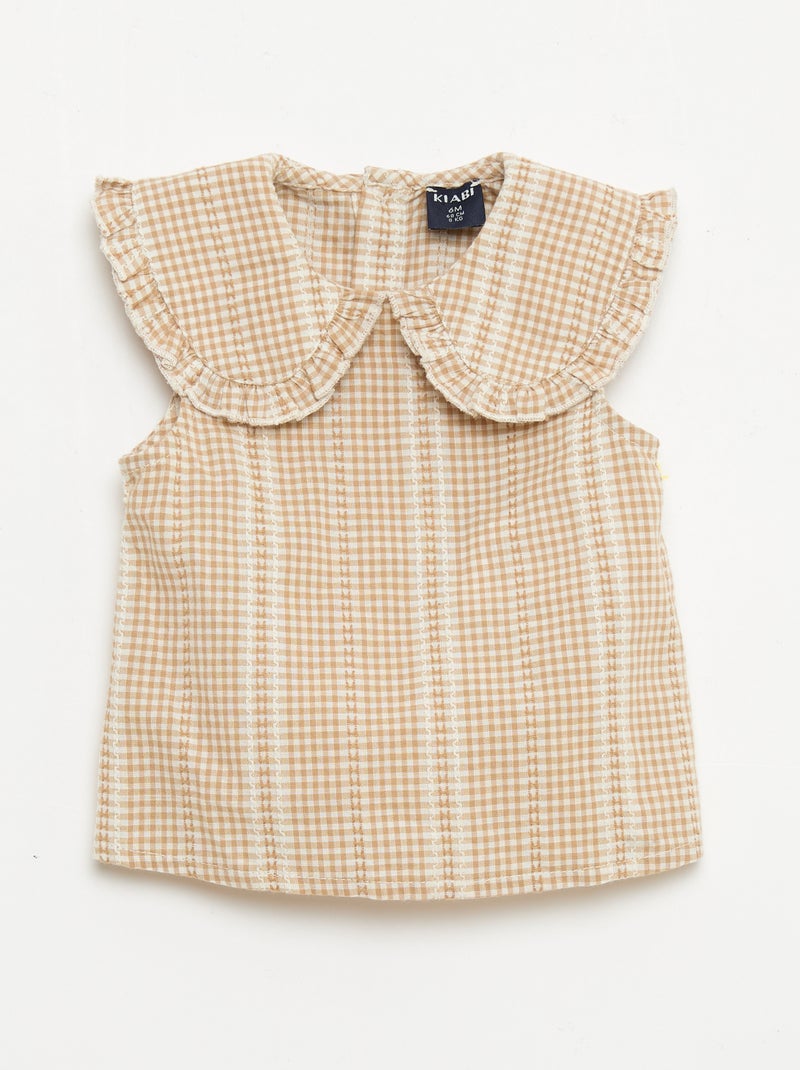Vichy 2-delige set: blouse en broek Bruin - Kiabi
