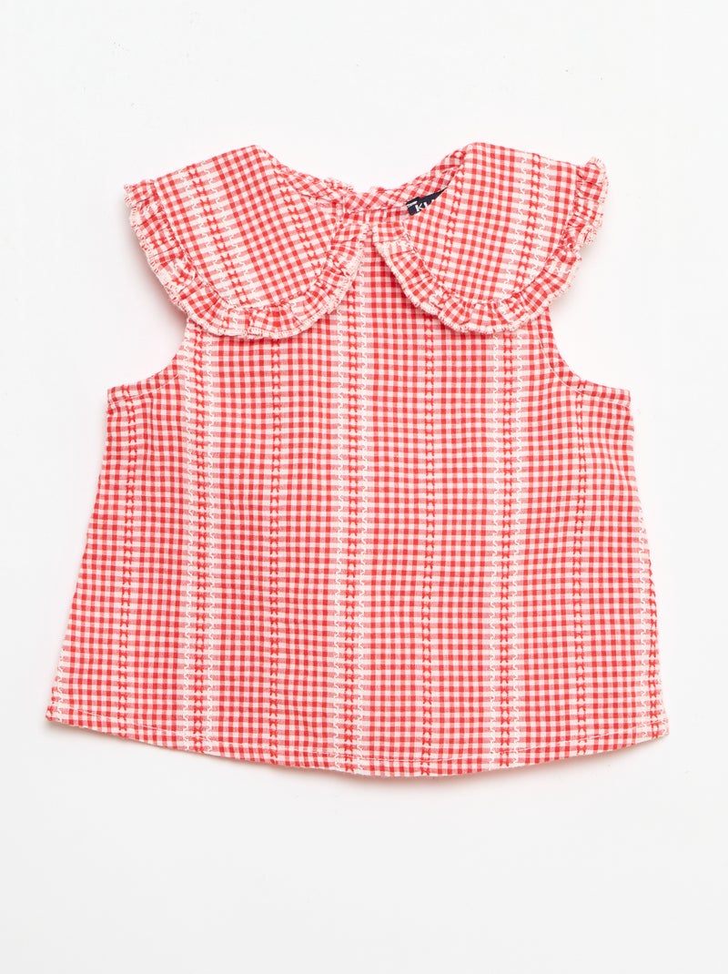 Vichy 2-delige set: blouse en broek Rood - Kiabi