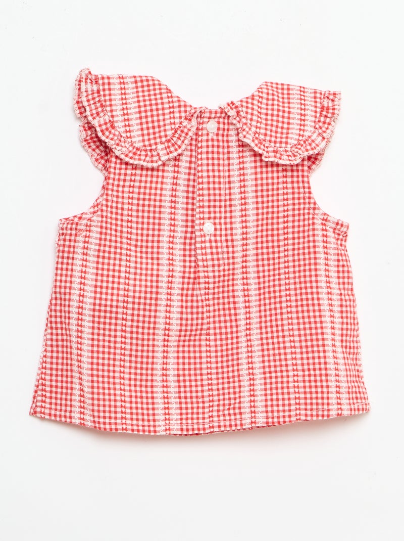 Vichy 2-delige set: blouse en broek Rood - Kiabi