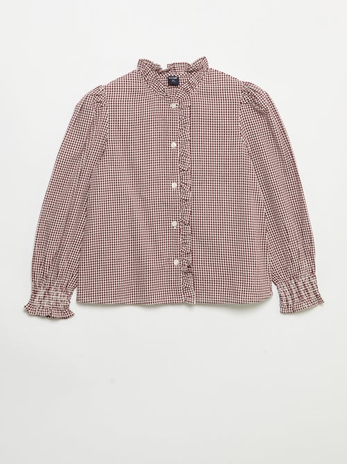 Vichy blouse met ruches - Kiabi
