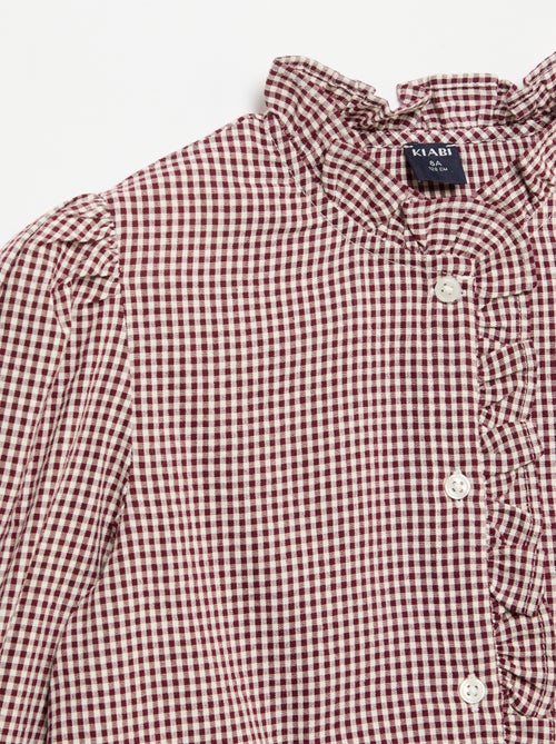 Vichy blouse met ruches - Kiabi