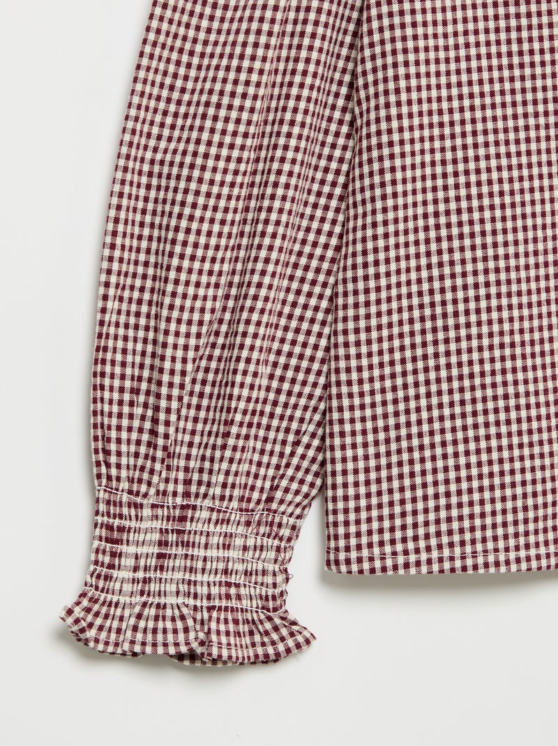 Vichy blouse met ruches Rood - Kiabi