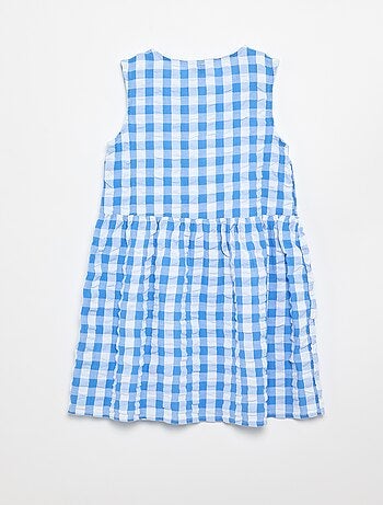 Vichy-jurk met korte mouwen, strik en scrunchie