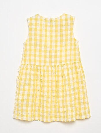 Vichy-jurk met korte mouwen, strik en scrunchie