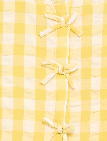 Vichy-jurk met korte mouwen, strik en scrunchie