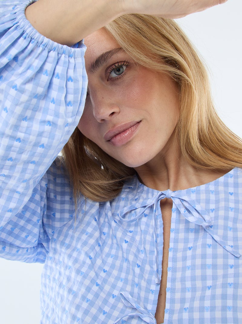 Vichyblouse met knoopjes Blauw - Kiabi