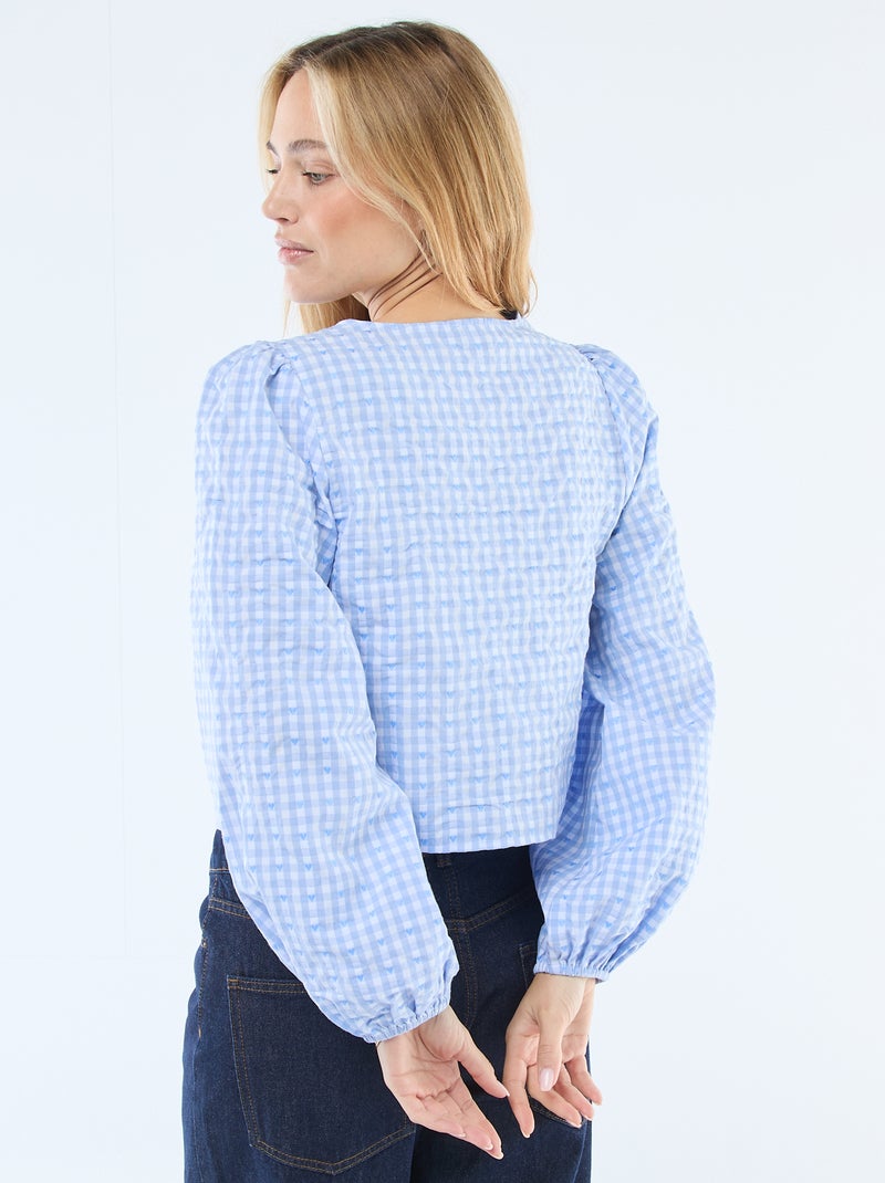 Vichyblouse met knoopjes Blauw - Kiabi