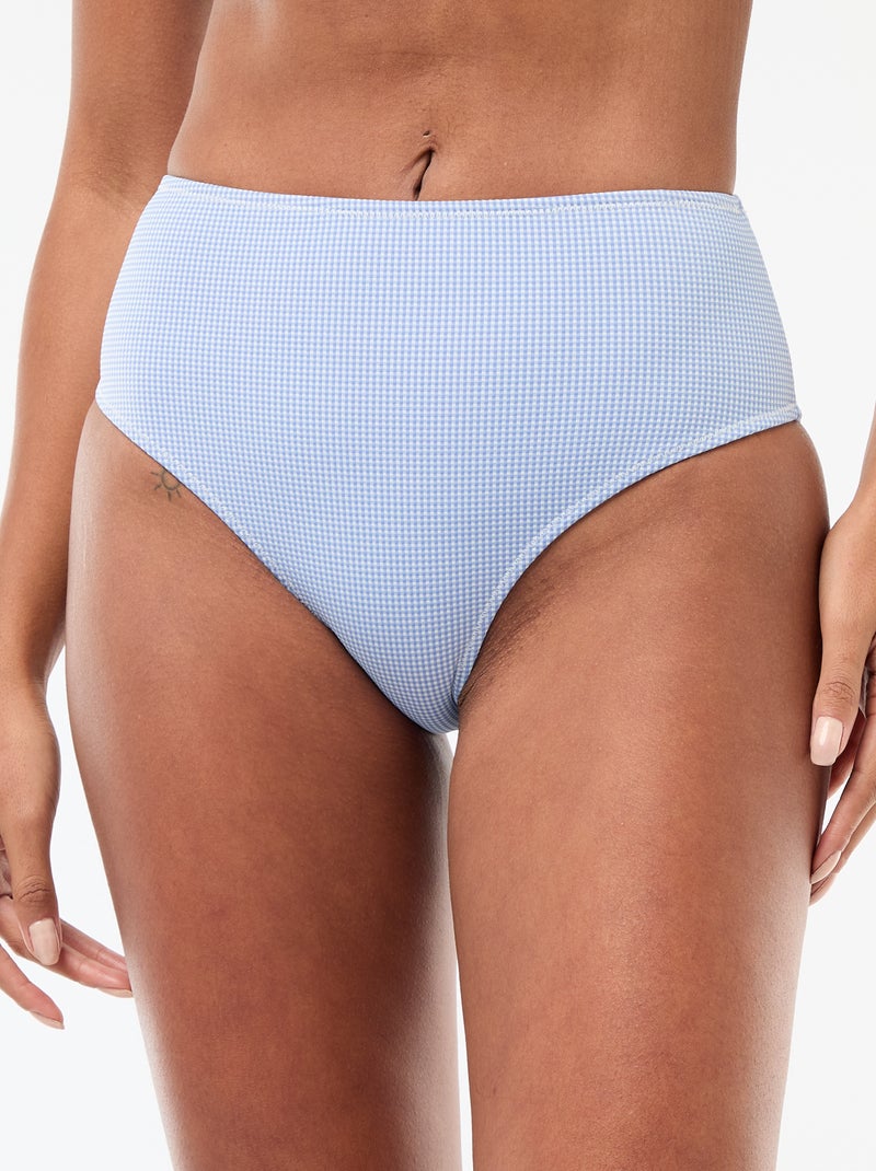 Vichyprint badslip met hoge taille Blauw - Kiabi