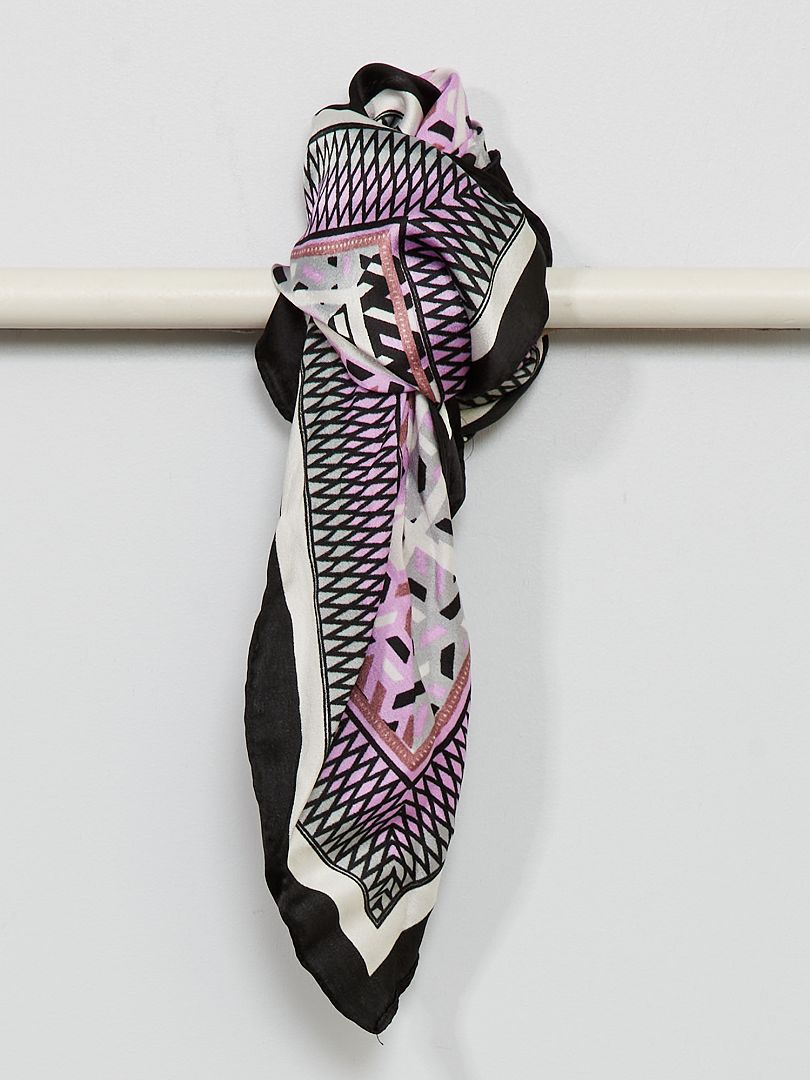 Vierkante driekleurige foulard zwart - Kiabi