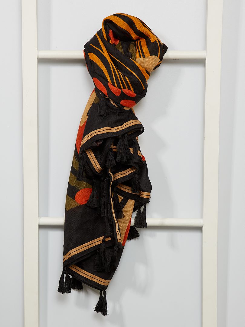 Vierkante foulard met print zwart - Kiabi