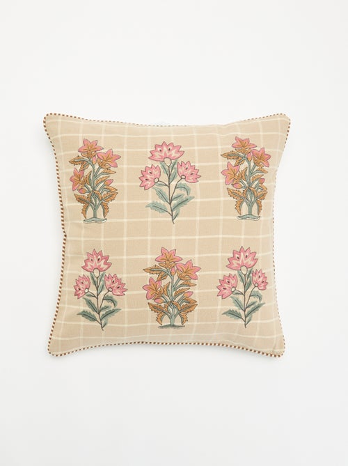 Vierkante kussenhoes met geborduurde bloemen - Kiabi Vierkante kussenhoes met geborduurde bloemen - Kiabi