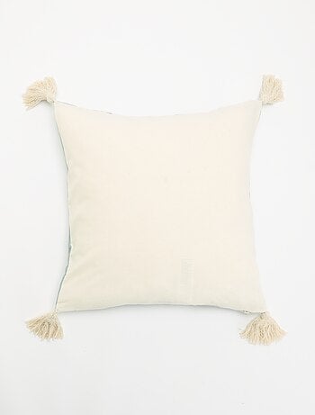 Vierkante kussenhoes met pompons