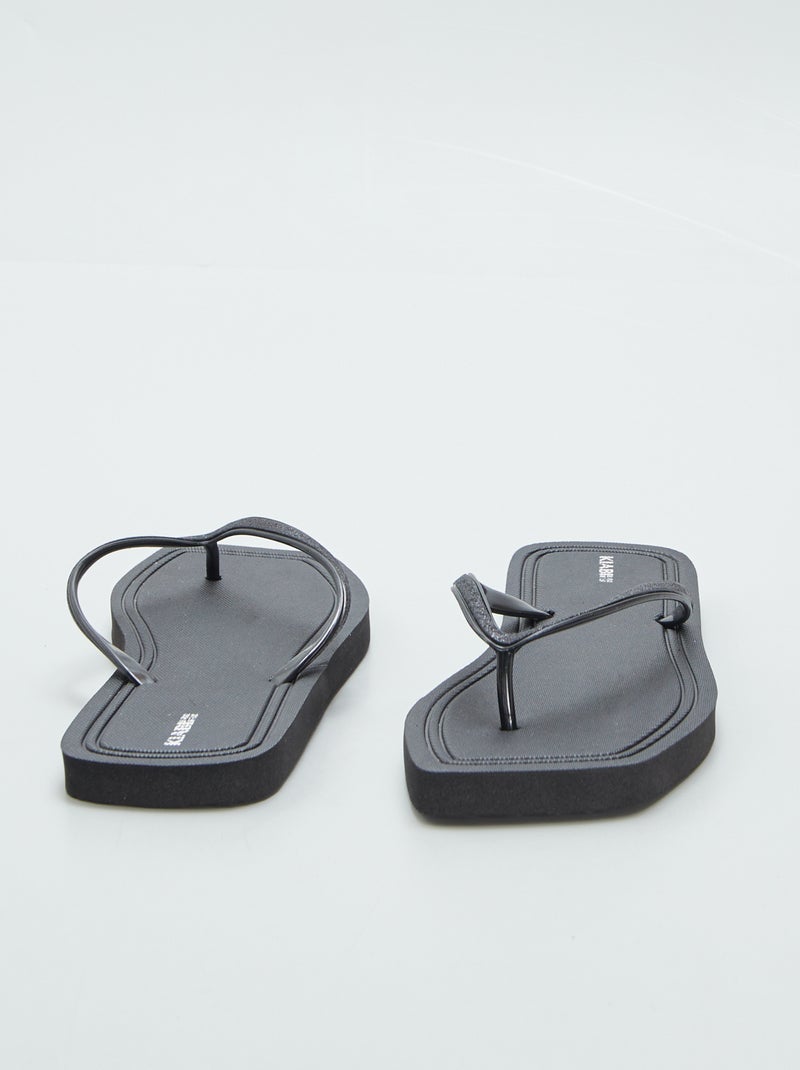 Vierkante slippers met strass ZWART - Kiabi