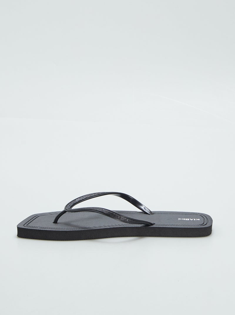 Vierkante slippers met strass ZWART - Kiabi