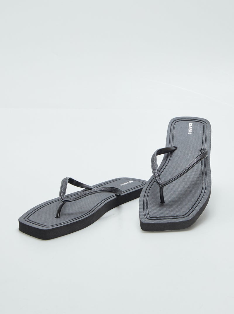 Vierkante slippers met strass ZWART - Kiabi