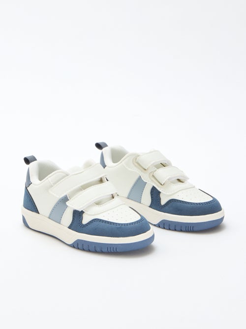 Vierkleurige sneakers met klittenband van imitatieleer - Kiabi