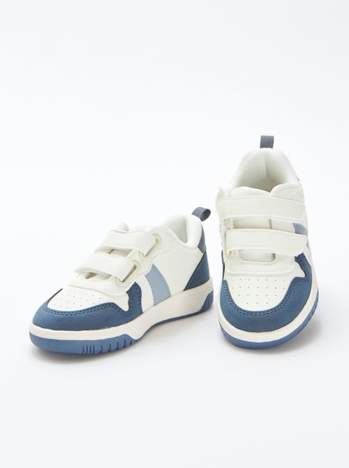 Vierkleurige sneakers met klittenband van imitatieleer - Kiabi