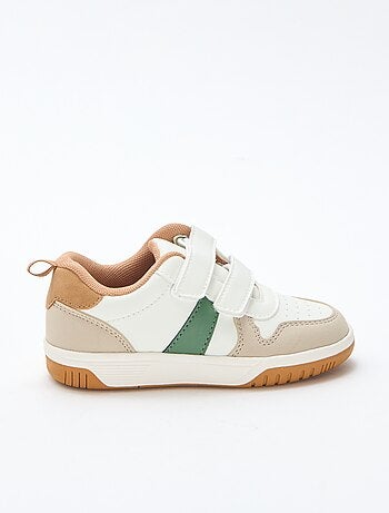 Vierkleurige sneakers met klittenband van imitatieleer