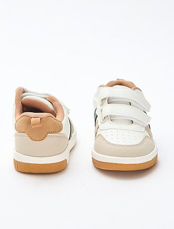 Vierkleurige sneakers met klittenband van imitatieleer