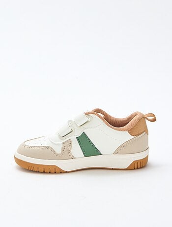 Vierkleurige sneakers met klittenband van imitatieleer