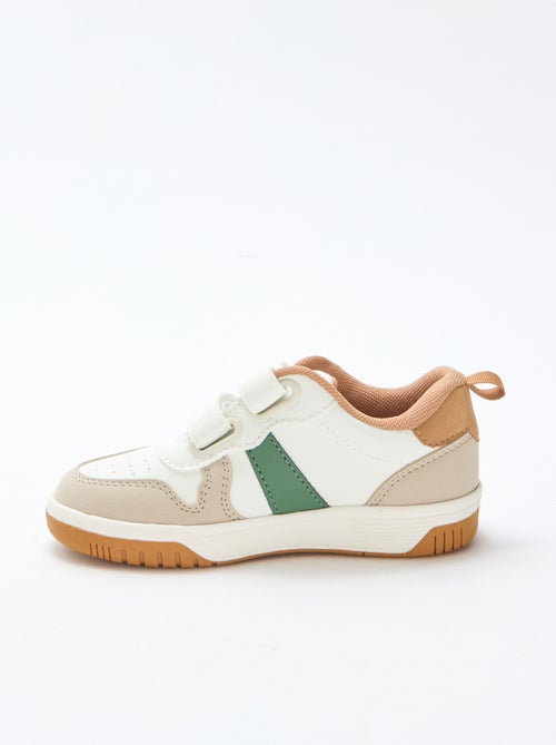 Vierkleurige sneakers met klittenband van imitatieleer - Kiabi