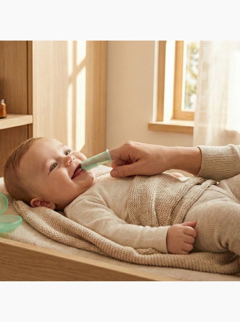 Vingertandenborstel silicone baby set 2 Groen - Kiabi
